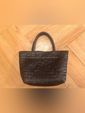 NWT New Madewell Woven Leather Mini Tote Handbag - coffee bean